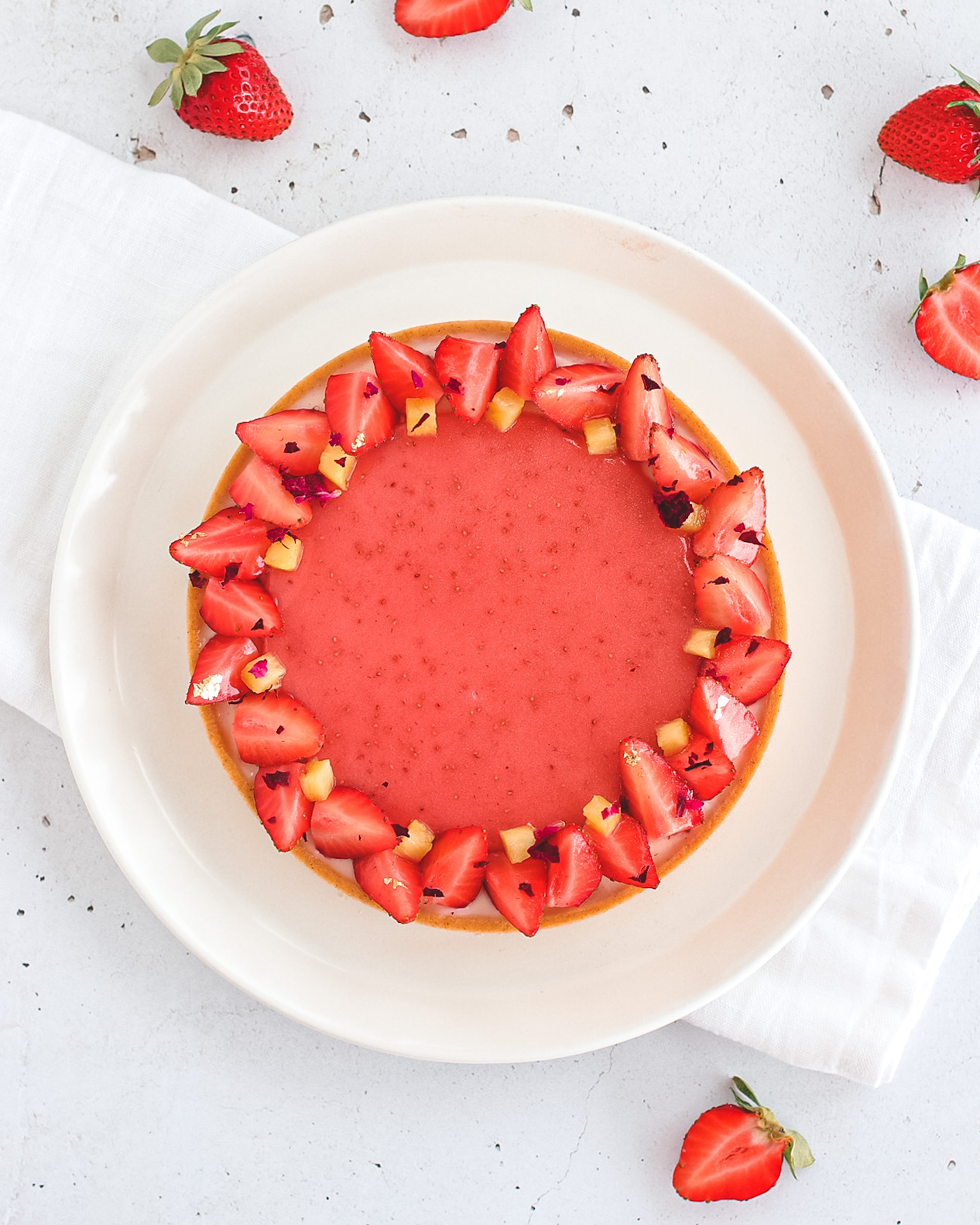 tarte panna e fragole dall'alto